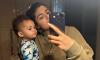 Kylie Jenner promotes new cosmetics products with son Aire, daughter Stormy