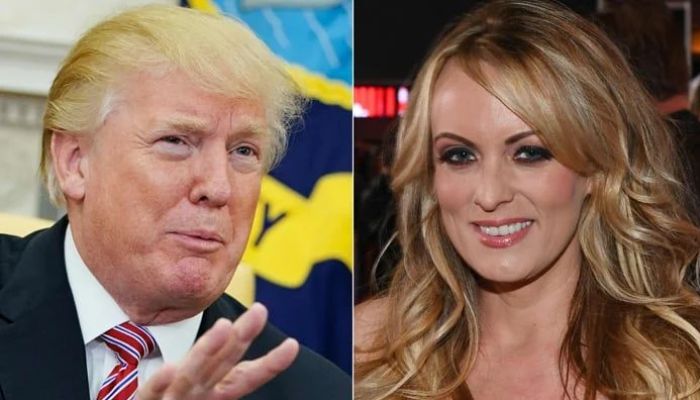 The image shows US President Donald Trump (left) and adult film star Stormy Daniels (right). — AFP/File