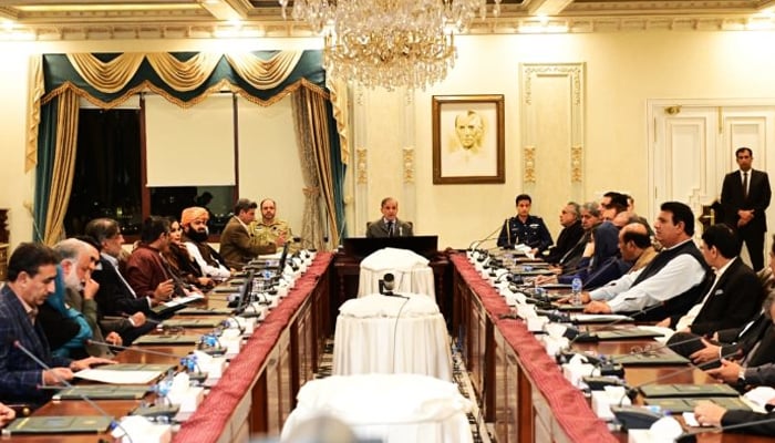 Prime Minister Shehbaz Sharif chairs a meeting of the federal cabinet in Islamabad, on April 3, 2023. — APP