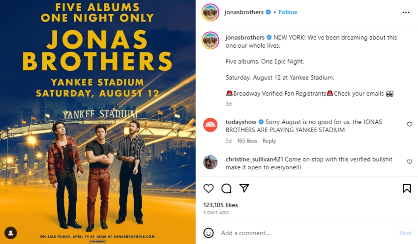 Jonas Brothers reveal set list for ‘one epic night’ at Yankee Stadium