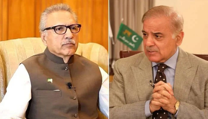 President Dr Arif Alvi (left) and Prime Minister Shehbaz Sharif. — APP