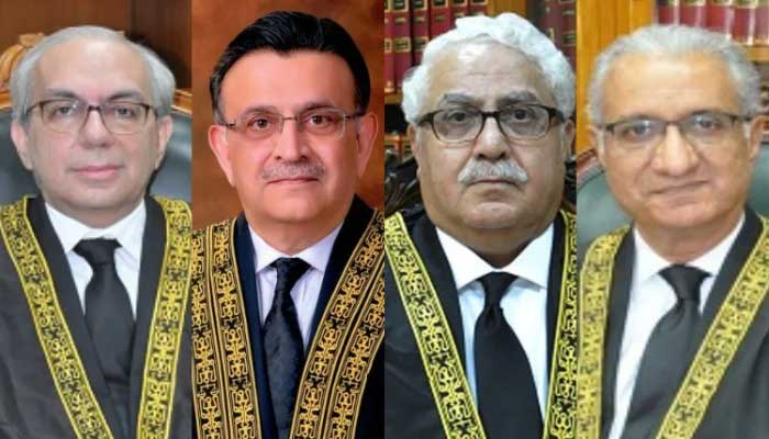 Justice Munib Akhtar, Chief Justice of Pakistan Umar Ata Bandial, Justice Sayyed Mazahar Ali Akbar Naqvi and Justice Ijaz ul Ahsan. — Supreme Court website
