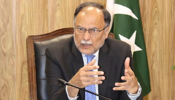 An undated image of Minister for Planning Development and Special Initiatives Ahsan Iqbal speaking during an occasion. — Twitter/@PlanComPakistan