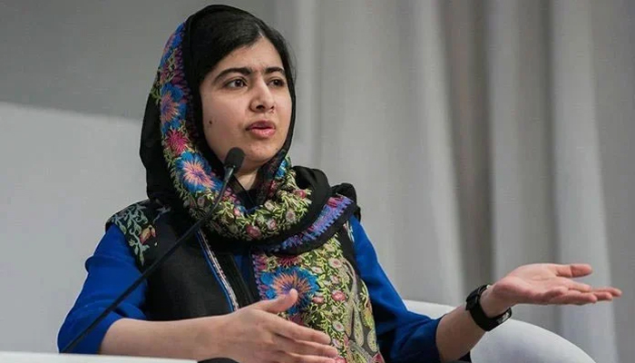 Malala Yousafzai addresses a session at the World Economic Forum in January 2018. — WEF/File