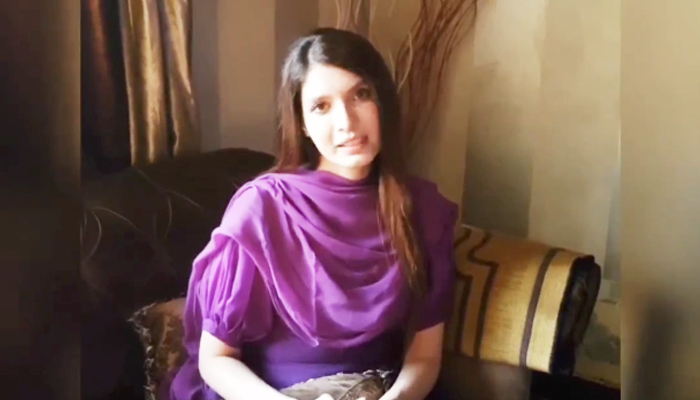 Actor and model Saeeda Imtiaz speaks during her video statement in Lahore, on April 18, 2023, in this still taken from a video. — Instagram/allpakdramapageofficial