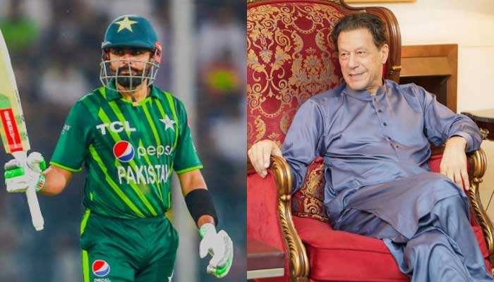 Pakistan kaptanı Babar Azam (solda) ve Pakistan Tehreek-e-Insaf (PTI) Başkanı Imran Khan.  — Twitter/Instagram//@TheRealPCB/@imrankhan.pti