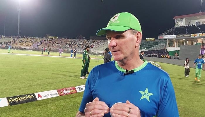 A still image of Pakistans head coach Grant Bradburn taken during his interview with Geo News on April 24, 2023 in Islamabad. — Photo by author