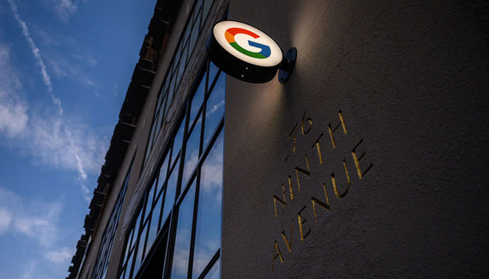 A google sign is seen outside the Google office in New York, United Kingdom on February 2, 2023. AFP/File