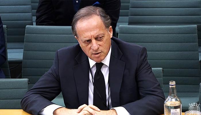 Richard Sharp testifying in front of a Digital, Culture, Media and Sport (DCMS) Committee in London on February 7, 2023. — AFP/File