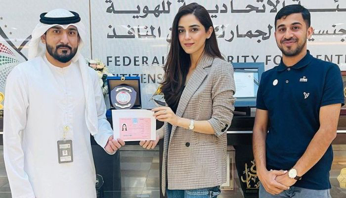 Pakistani actress Maya Ali is pictured with the United Arab Emirates Golden Visa. — Instagram/official_mayaali