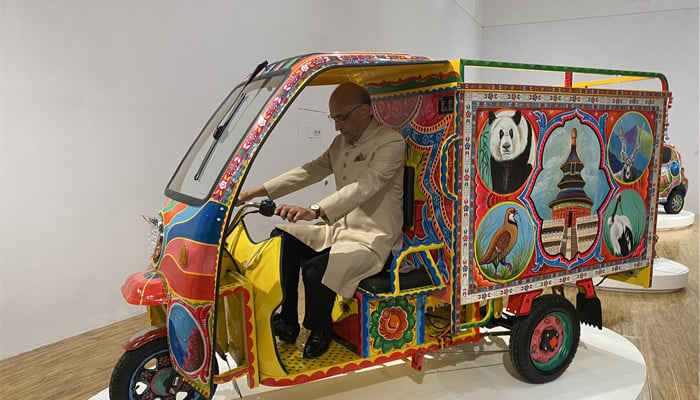Pakistan’ın çeşitli kültürel manzaralarını sergileyen kamyon sanatı Çin’de sergileniyor