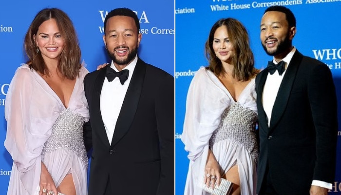 Chrissy Teigen, saluran John Legend glamor Hollywood saat makan malam di Gedung Putih