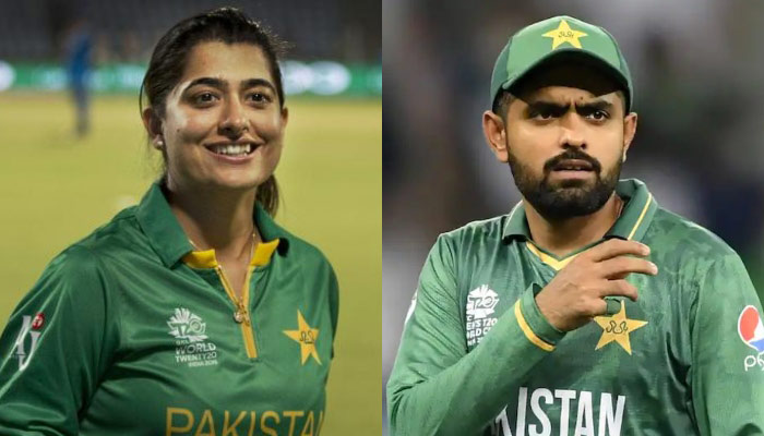 Former captain of Pakistans womens cricket team Sana Mir (left) and national cricket teams skipper Babar Azam. — AFP/File