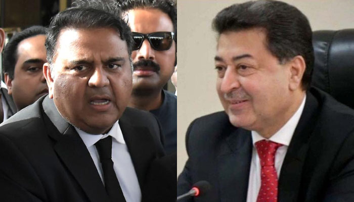 PTI Senior Vice President Fawad Chaudhry (left) and Chief Election Commissioner Sikandar Sultan Raja. — APP/ECP website