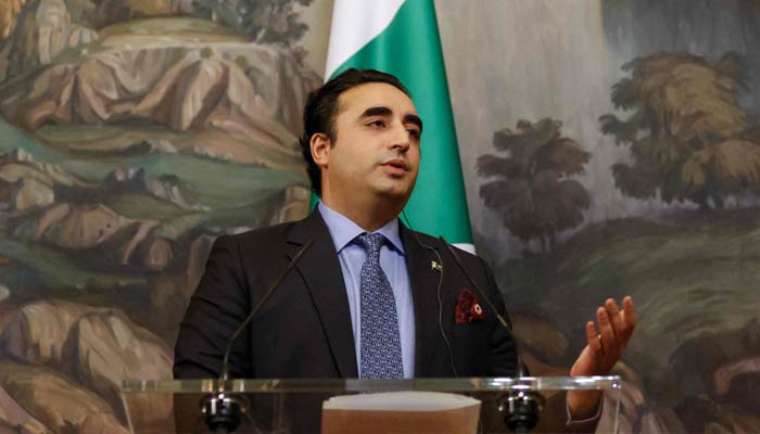 Foreign Minister Bilawal Bhutto-Zardari speaks during a joint press conference with his Russian counterpart in Moscow on January 30, 2023. — AFP