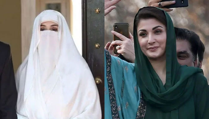 PML-N Vice President Maryam Nawaz (right) and ex-PM Imran Khans wife Bushra Bibi. — AFP/Instagram/File