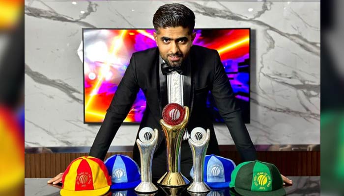 Babar Azam poses with his awards. — Instagram/babarazam