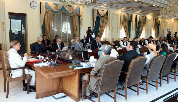 Prime Minister Shehbaz Sharif chairs a meeting of the federal cabinet on May 12, 2023. —Radio Pakistan