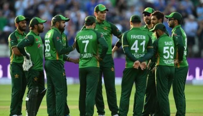 Pakistan team discusses strategy during a match in this undated image. — AFP/File