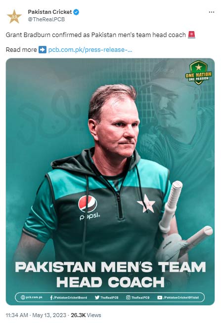 Grant Bradburn appointed Pakistan head coach