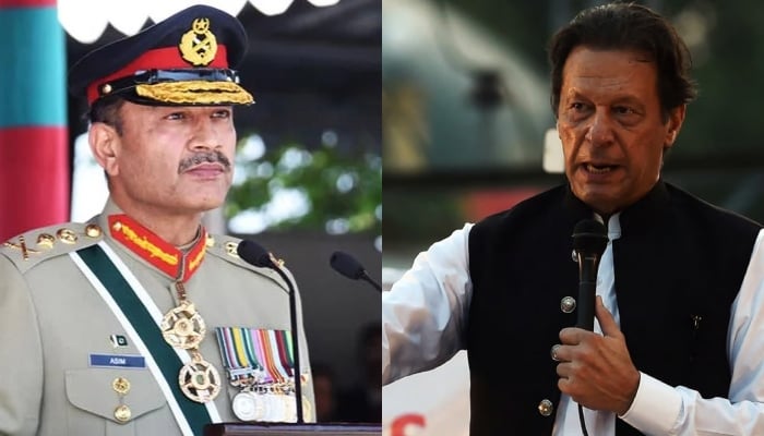 Army Chief General Syed Asim Munir (left) and PTI Chairman Imran Khan. — ISPR/AFP/File