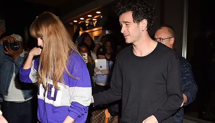 Taylor Swift beams while exiting recording studio with rumored boyfriend Matt Healy
