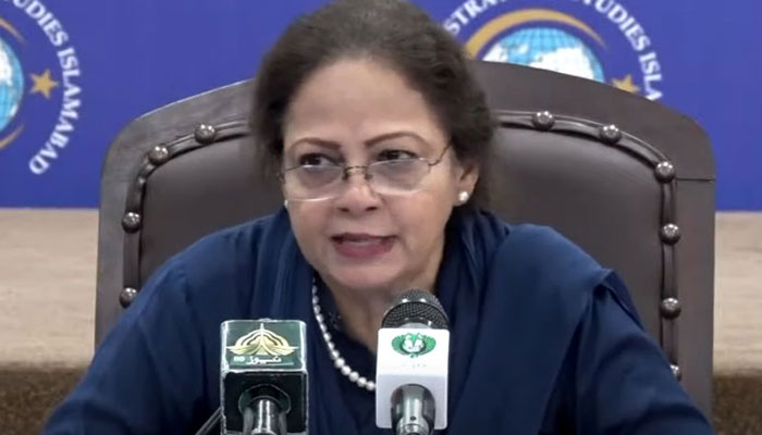 Minister of State for Finance Dr Aisha Ghaus Pasha addresses an event. — Radio Pakistan/File