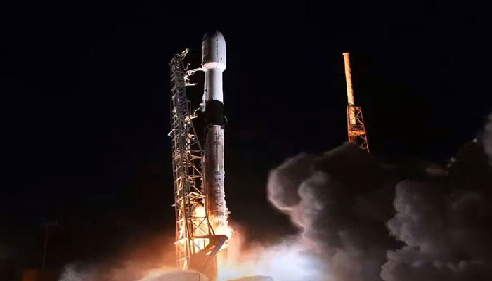 This screen grab made from a handout video released by SpaceX shows the launch of a Falcon 9 rocket from Cape Canaveral, Florida, on January 6, 2020. — AFP