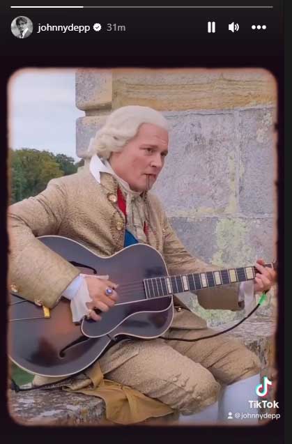 Johnny Depp seen strumming guitar in behind the scene video from latest film