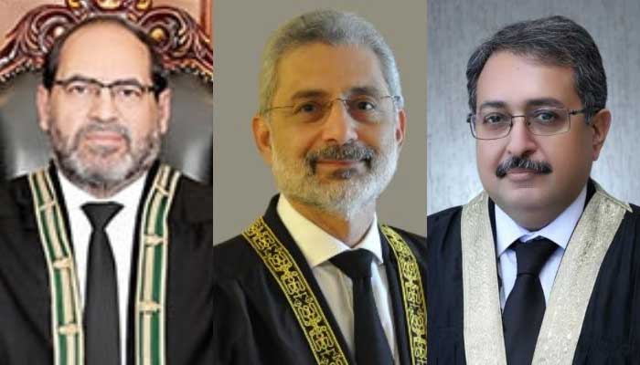 Balochistan High Court Chief Justice Naeem Akhtar Afghan (left),  Justice Qazi Faez Isa and IHC CJ Aamer Farooq. — Websites/Balochistan High Court/Supreme Court of Pakistan/Islamabad High Court