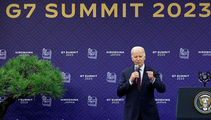 US President Joe Biden speaks during a press conference following the G7 Leaders´ Summit in Hiroshima on May 21, 2023. — AFP