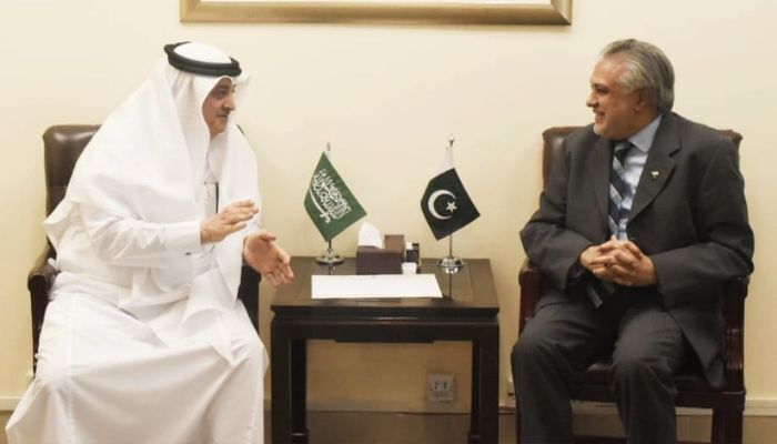 Saudi Ambassador Nawaf Bin Said Al-Malki in the meeting with Finance Minister Ishaq Dar at the Finance Division on May 23, 2023. — Finance Division