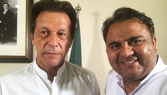 PTI Chairman Iman Khan (left) and senior politician Fawad Chaudhry in this undated image. — Twitter/@fawadchaudhry