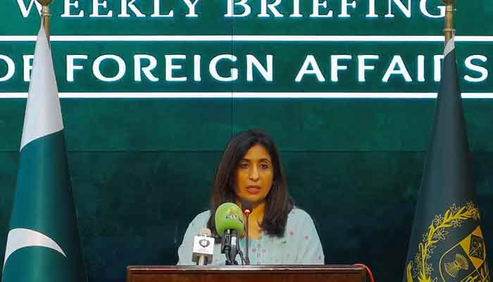 Foreign Office Spokesperson Mumtaz Baloch addressing the weekly briefing. — Facebook/Foreign Office