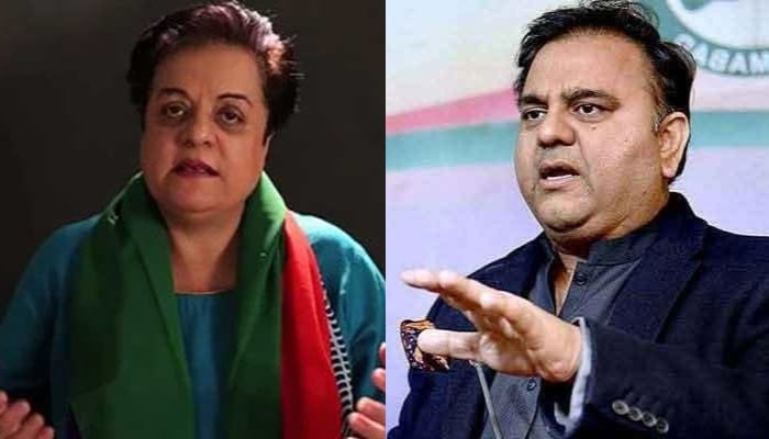 Former PTI Senior Vice-President Dr Shireen Mazari and former PTI spokesperson Fawad Chaudhry. — Twitter/@PTIOfficial/APP