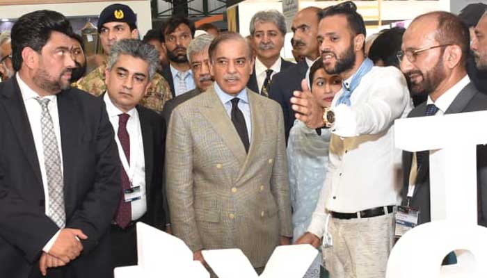 Prime Minister Shehbaz Sharif at the inaugural ceremony of the Textile Expo in Karachi on May 26, 2023. — Twitter/@GovtofPakistan