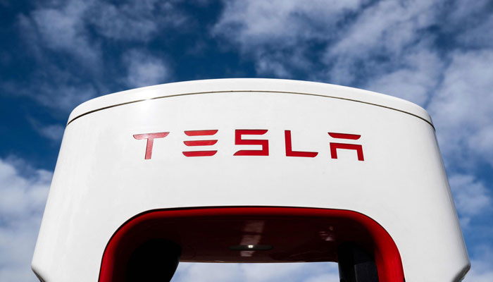 In this file photo a Tesla Supercharger electrical vehicle charging station is seen in Falls Church, Virginia taken on February 13, 2023.— AFP