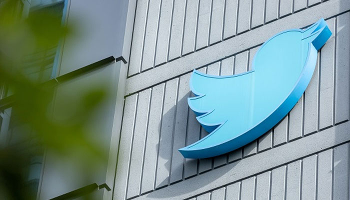 In this file photo taken on October 28, 2022, the Twitter logo outside their headquarters in San Francisco, California.— AFP