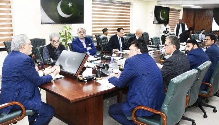 Finance Minister Ishaq Dar chairs a meeting with the delegation of the Association of Builders and Developers of Pakistan on May 29. — Twitter/ @FinMinistryPak