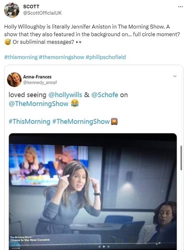 Jennifer Aniston’s fans draw comparison between This Morning and The Morning Show