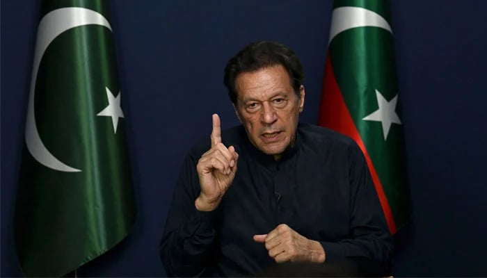 Former prime minister Imran Khan gestures as he speaks during an interview. — AFP/File