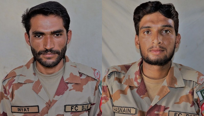 A collage of martyred soldiers, Sepoy Inayat Ullah and Sepoy Hasnain Ishtiaq. — ISPR