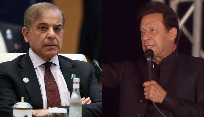 Prime Minister Shehbaz Sharif and PTI Chairman Imran Khan. — AFP/Files