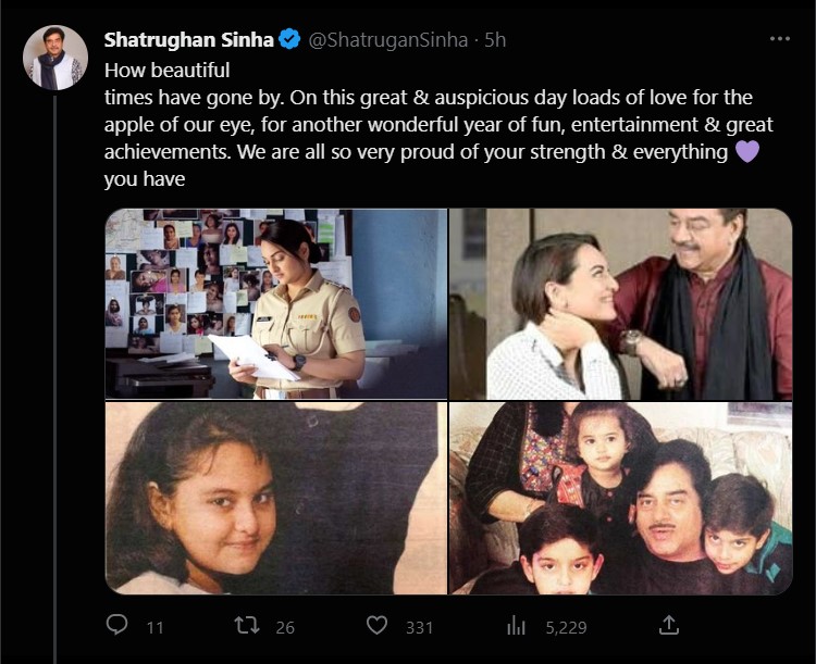 Sonakshi Sinha turns 36: Shatrughan Sinha showers loads of love on daughter