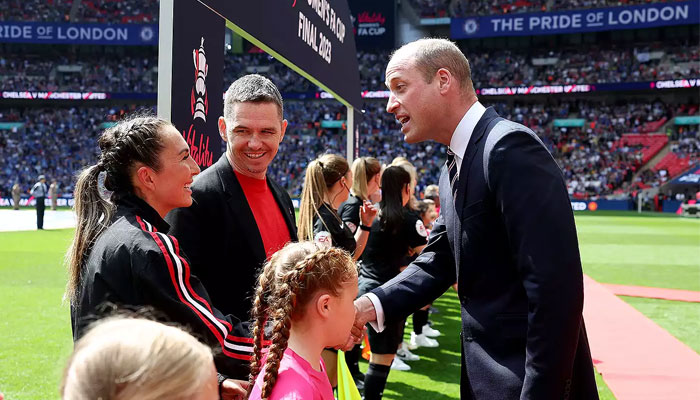 Prince William meets players, match officials before FA Cup Final kick-off