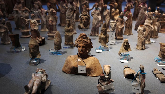 This representational picture shows Italys looted antiquities on display in 2015. — Twitter/@AFP