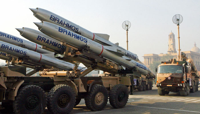 Brahmos missiles are seen during the rehearsal parade for Indias Republic Day in New Delhi on January 20, 2007. — AFP/File