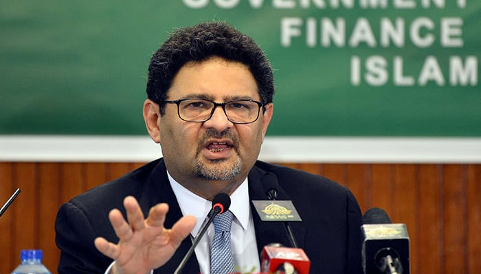 An undated image of former finance minister Miftah Ismail addressing an event. — AFP/File