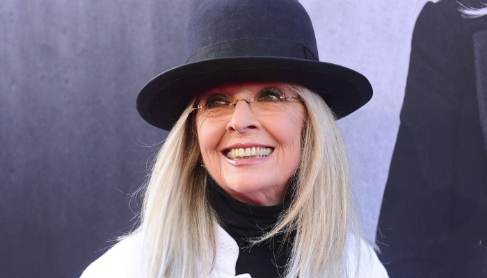 Diane Keaton takes her love of hats to the next level with giant hat costume