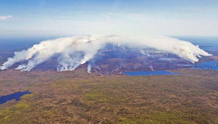 This aerial image, courtesy of the Nova Scotia Government in Canada, shows the magnitude of the fire in Shelburne County on May 31, 2023. AFP/File